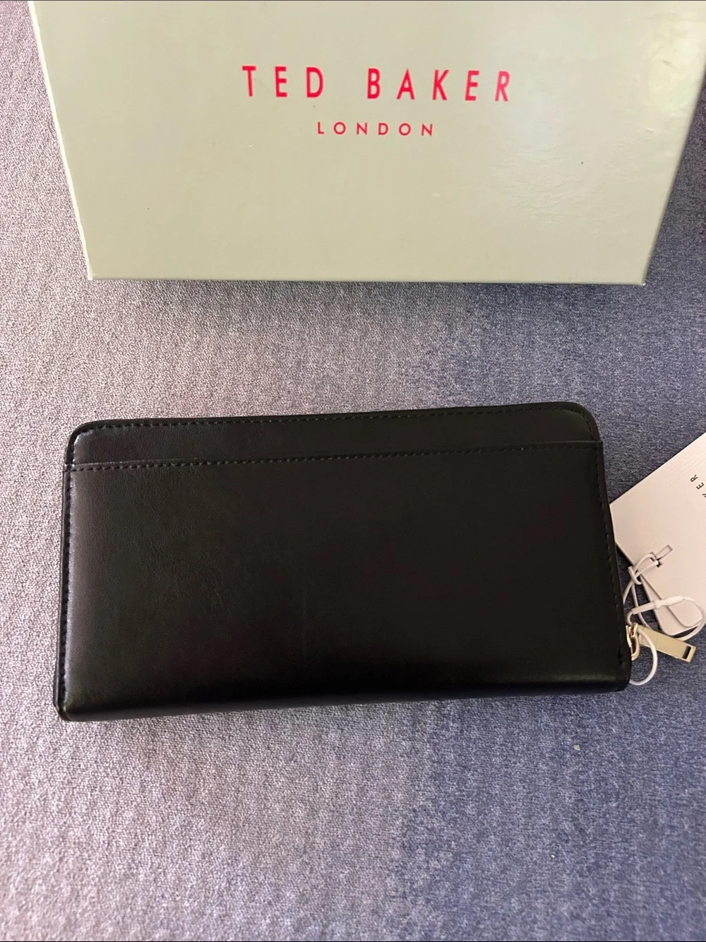 Ted Baker Black Leather Zip Wallet with Gold Logo